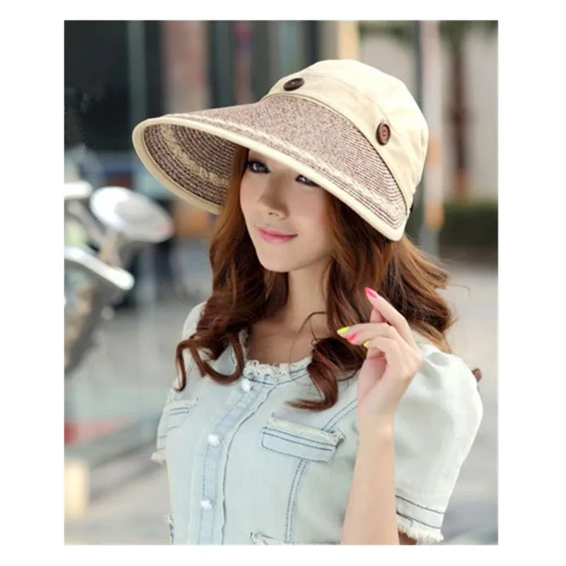 Летняя Женская Складная соломенная шляпа от солнца пляжные съемные шляпы с