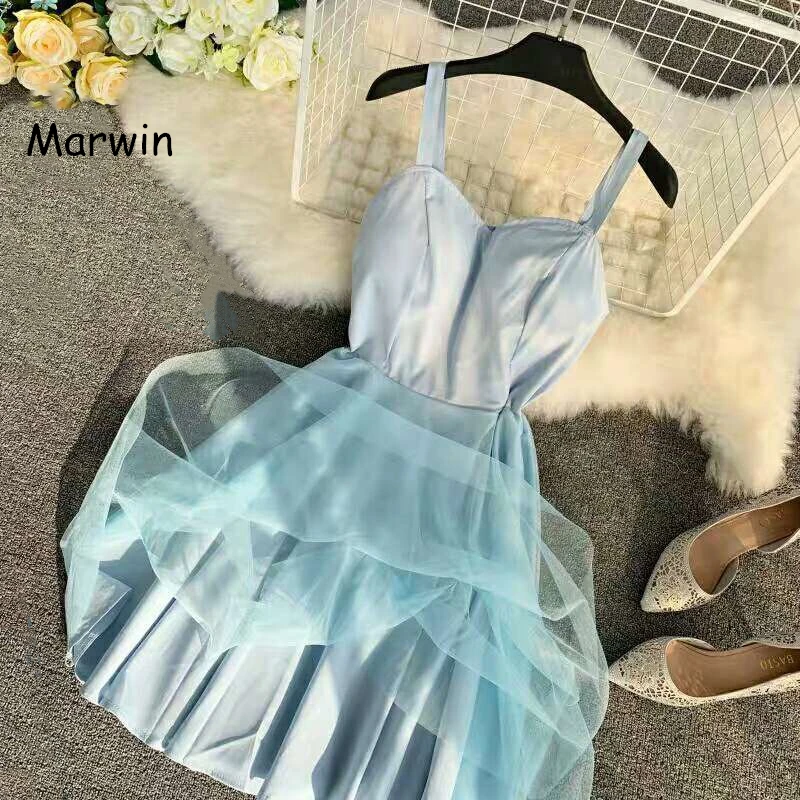 Marwin/2019 Новое поступление летние кружевные платья до колена с бретельками без