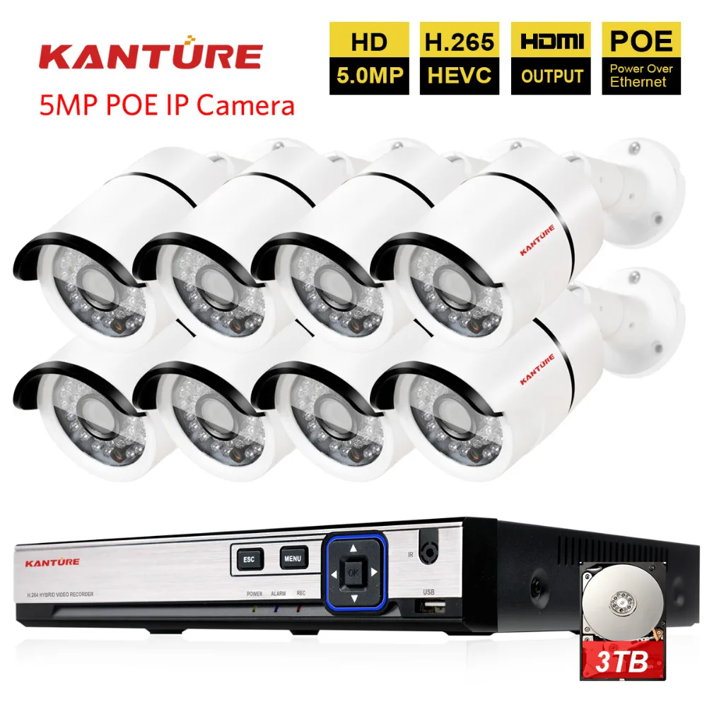H.265 8CH 5MP POE Система NVR 8 шт. супер безопасности в/уличные водонепроницаемые ip камеры
