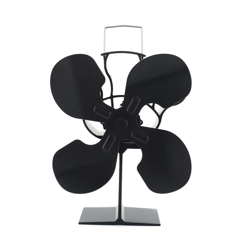 

4 Blades Heat Powered Wood Stove Fan for Log Wood Burner Fireplace Eco Fan Black Hot Sale fans cooling