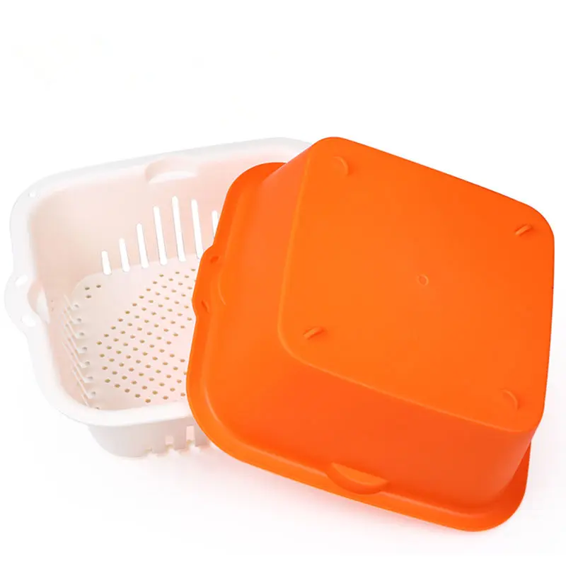 2 в 1 корзина для фруктов и овощей со встроенным модулем дуршлаг пластиковая с