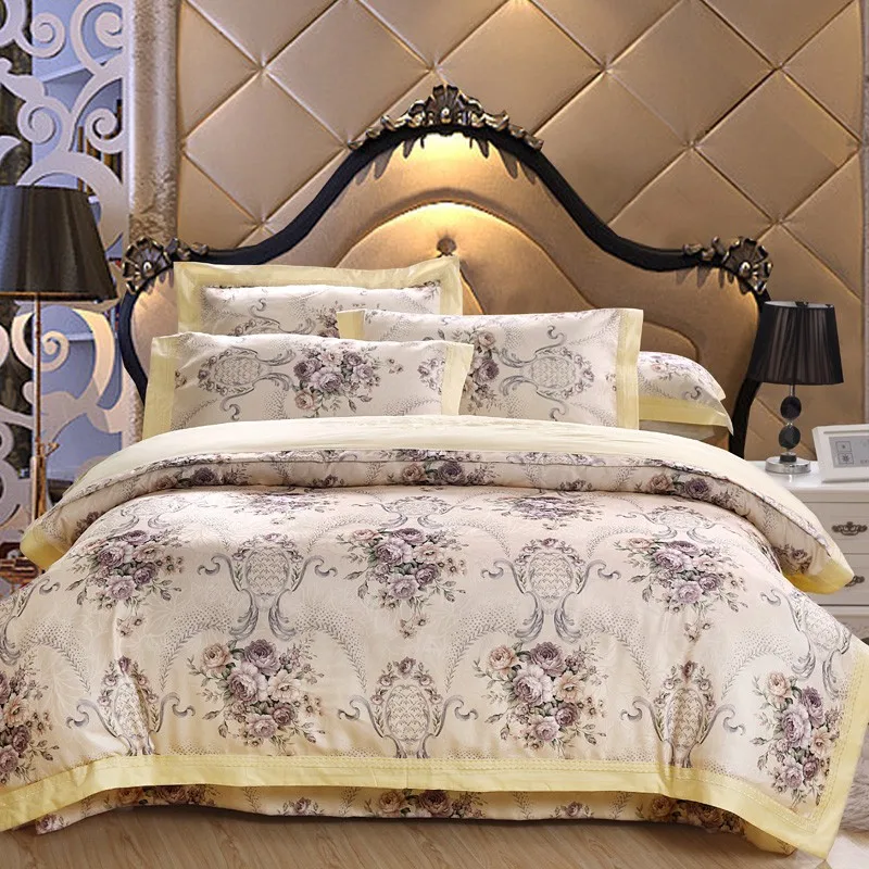 Хлопковый комплект постельного белья цветочный жаккардовый китайский роскошный