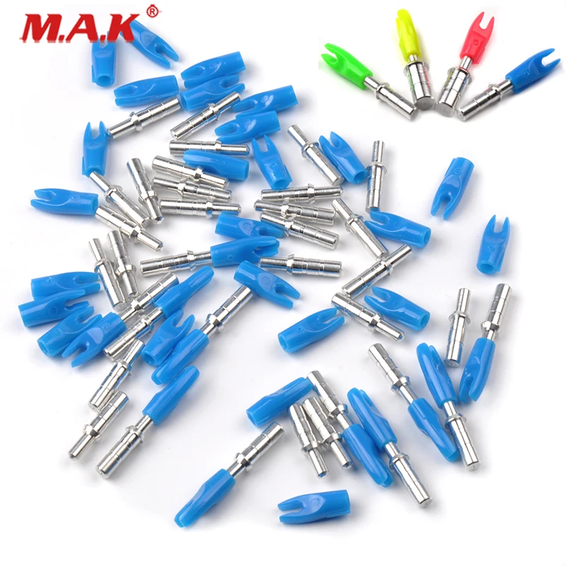 

36pcs/set Plastic Arrow PinNock+Aluminum Arrow Nock in Pink/Green/Blue/Yellow ID6.2mm fit Compound Recurve Bow Carbon Arrow