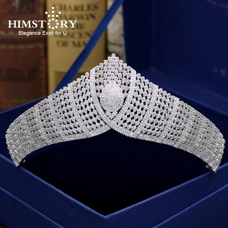 

Himstory Luxury Full Zircon Crown Wedding Tiara Princess Party Headpiece Bridal Hair Jewelry Pageant Prom Women Hair Accessories