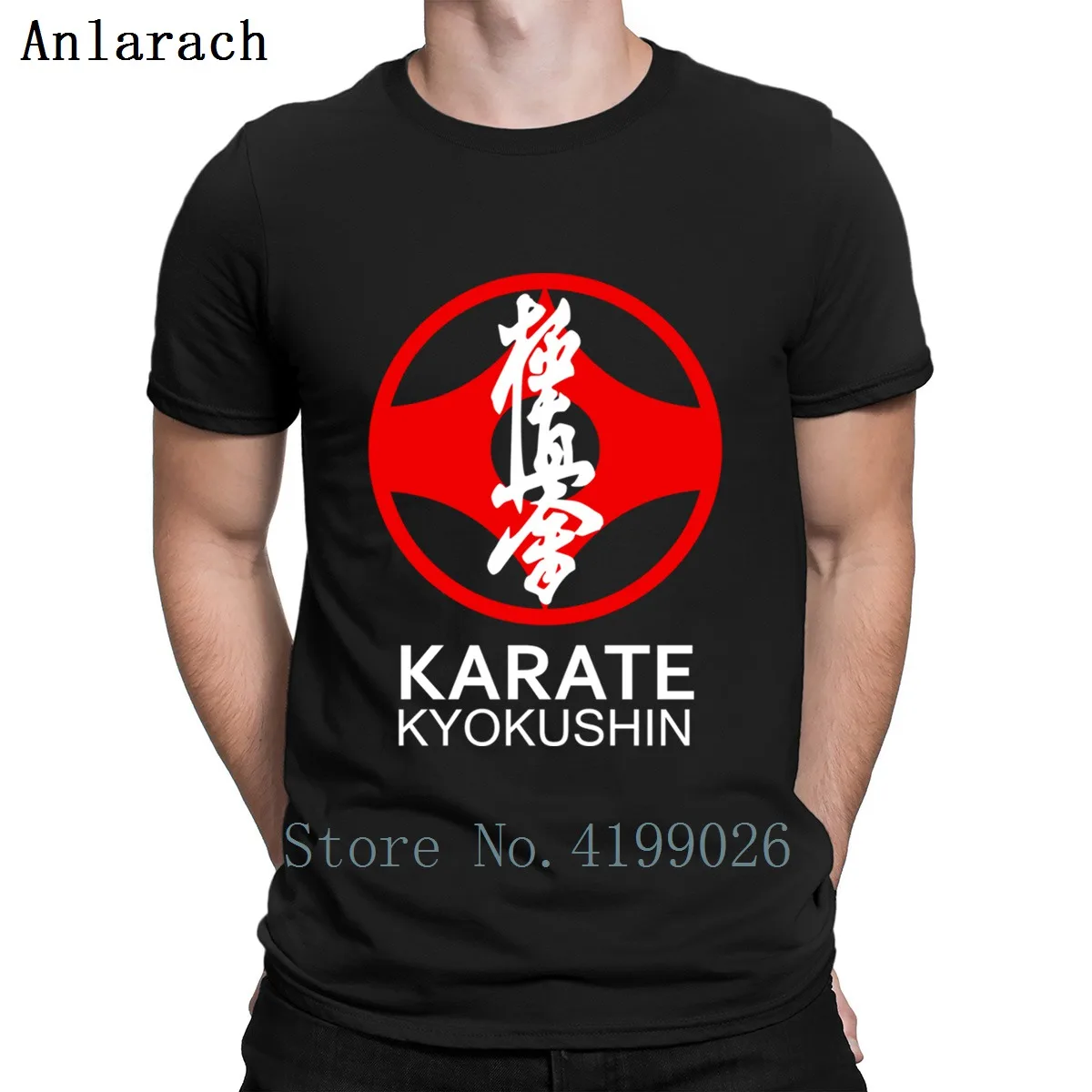 Белая футболка с принтом Karate Kyokushin Базовая рубашка из хлопка круглым вырезом для