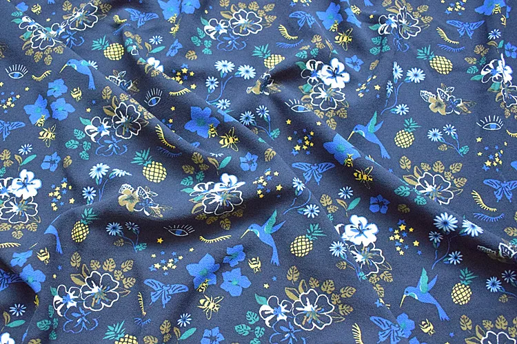 2018 floral print fashion chiffon fabric soft comfortable clothing tissue for women summer dress skirt patchwork sewing by meter | Дом и сад