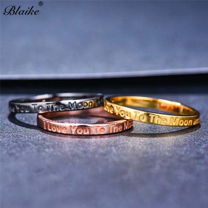 Blaike 925 пробы, серебряные кольца для женщин и мужчин, черное минималистичное кольцо с буквами, женское мужское повседневное тонкое кольцо, хорошее ювелирное изделие