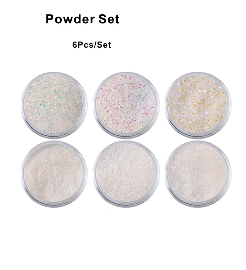 Powder Set 6 коробок для украшения ногтей, Необычные целлофановые бумажные чешуйчатые кусочки, блестки, 3D Блестки для дизайна ногтей, красивый комплект из ракушек - Цвет: Powder Set