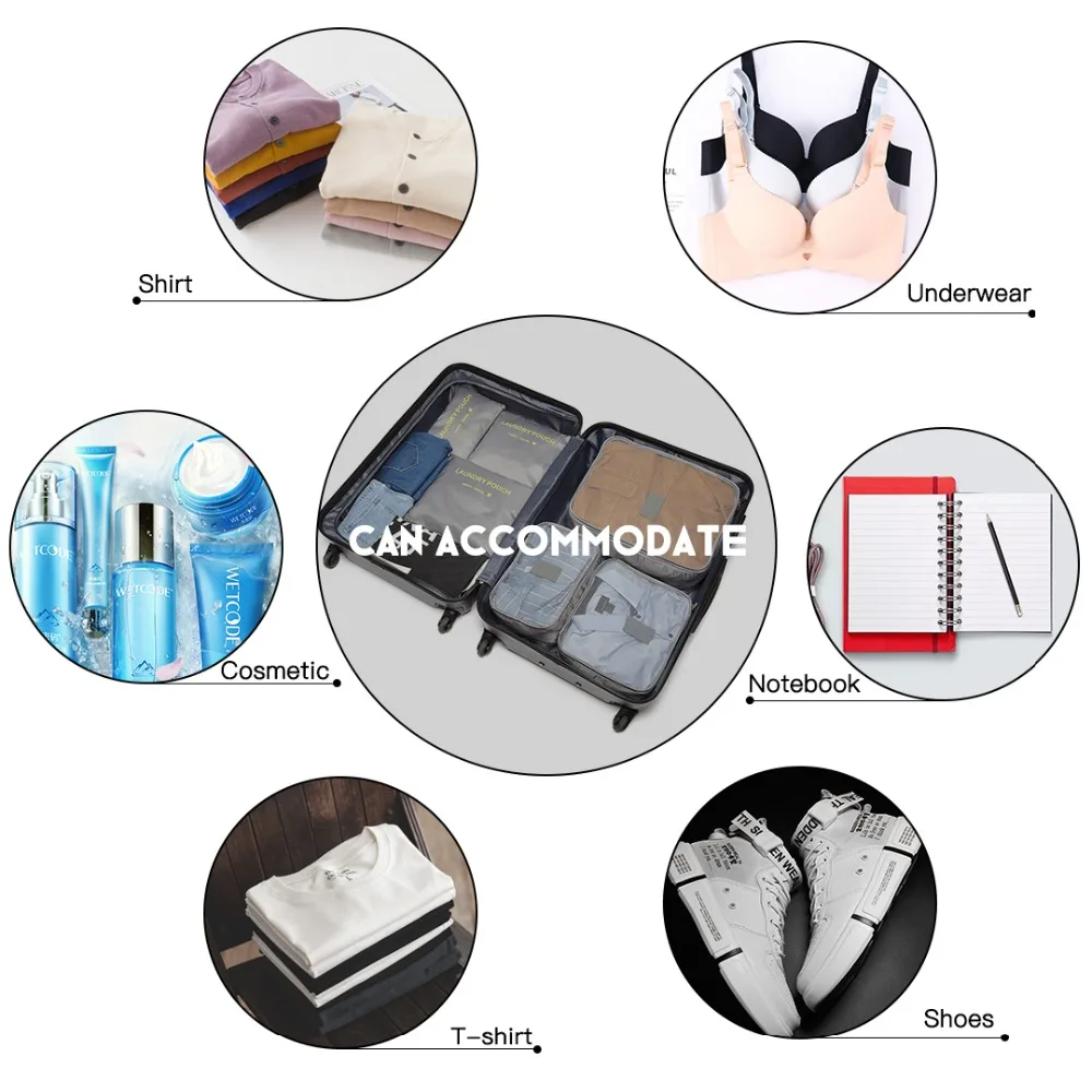 Мисс Лулу (1 комплект из 6 шт.) Женская многофункциональная сумка полиэстера для