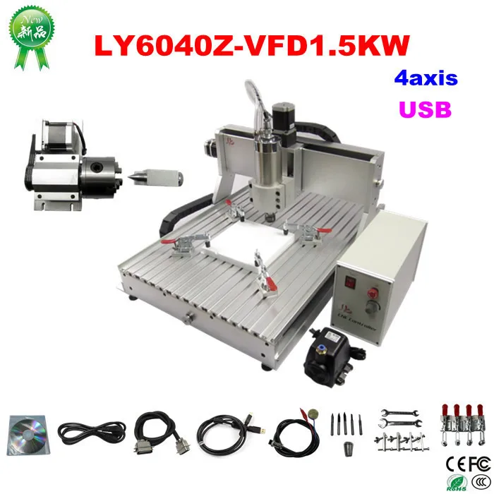 Станок для резьбы по дереву 6040 Φ 4axis 1500W CNC маршрутизатор с usb портом сверления и