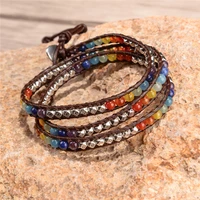chakra bracelet bracelet jewelry handmade leather wrap bracelet multi color spare chakra beads natural stone bracelet