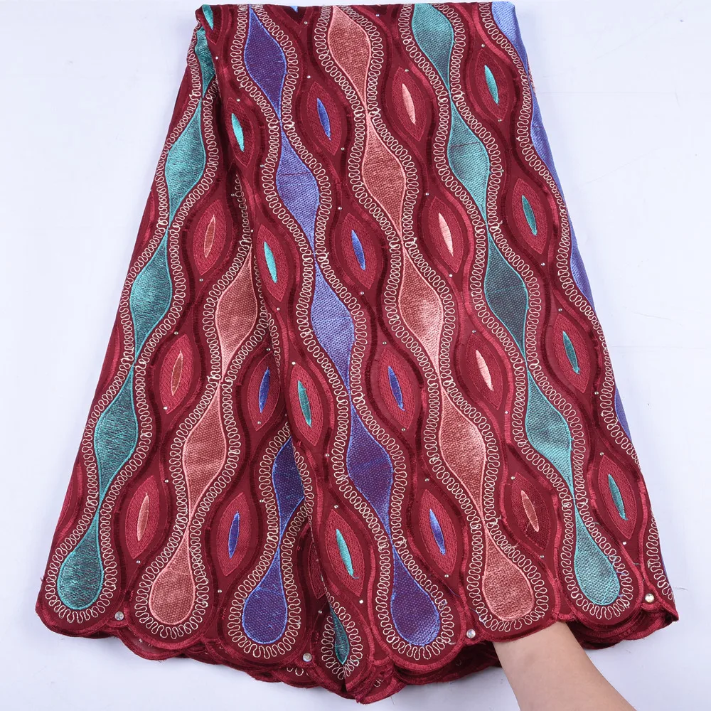 

Винно-красная африканская кружевная ткань высокого качества для женского платья швейцарская вуаль кружева в Швейцарии нигерийская сухая ш...