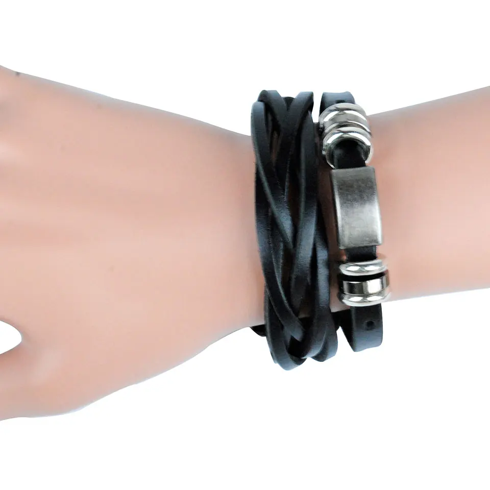 Новое поступление высококачественный коричневый и черный кожаный браслет для