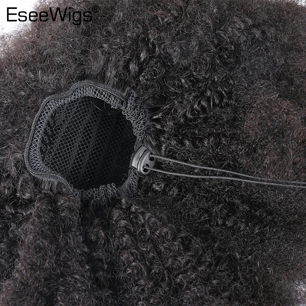 Eseewigs 4B 4C Afro Kinky завитые человеческих волос хвостик для чернокожих женщин