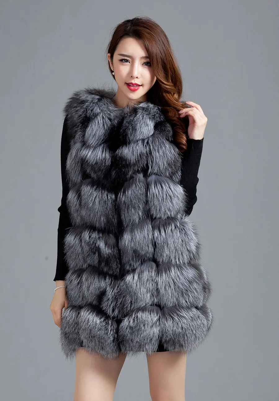 Роскошный жилет из натурального Меха чернобурки осенне зимний женский меховой