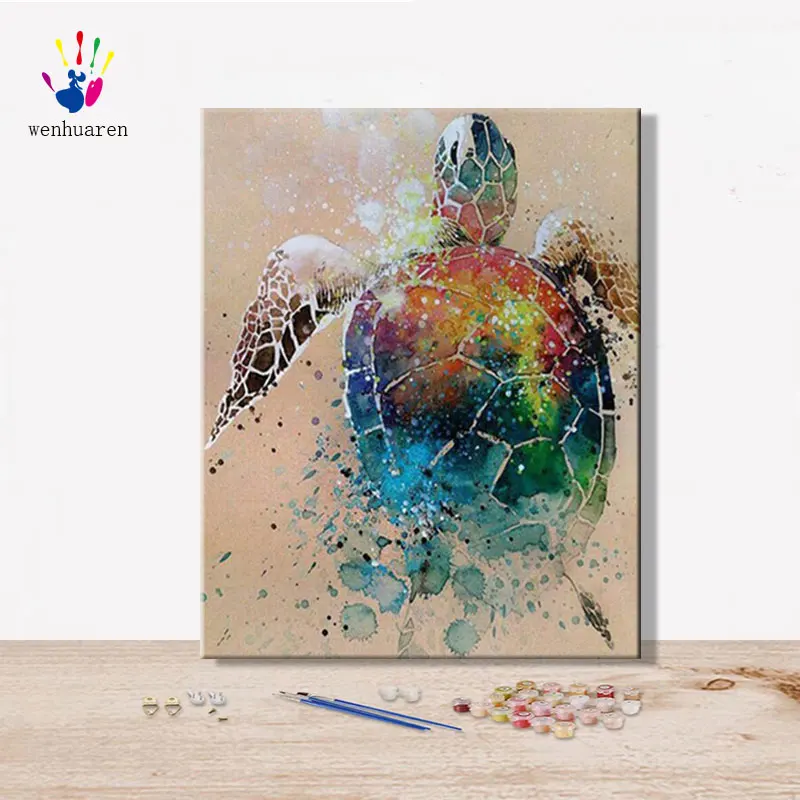 Paint by numbes художественная живопись по номерам цветные животные Дельфин черепаха слон лиса павлин ручной работы наполнение и цвет ing подарок - Цвет: 100268
