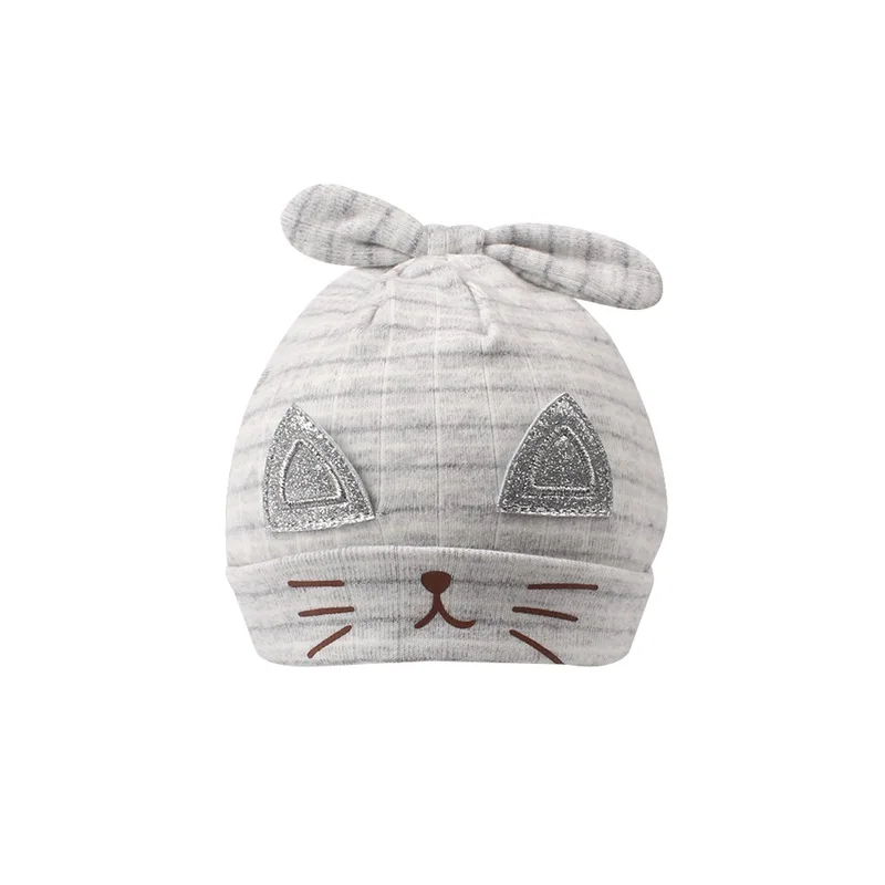 Cotton Cat Baby Hat For Newborn Girls Cartoon Cute Beanie Boys Tire Spring Autumn 0-3 Months Girl Clothing | Детская одежда и