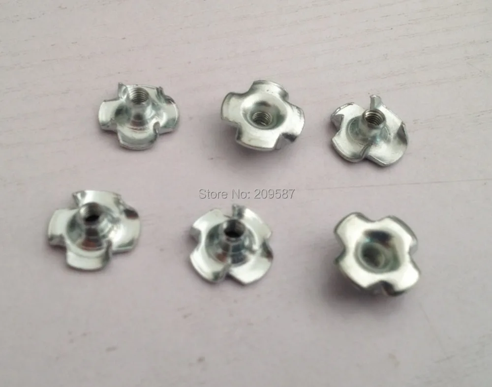 200 шт. метрические оцинкованные стальные Т-образные гайки M3 потайные с 4 зубцами