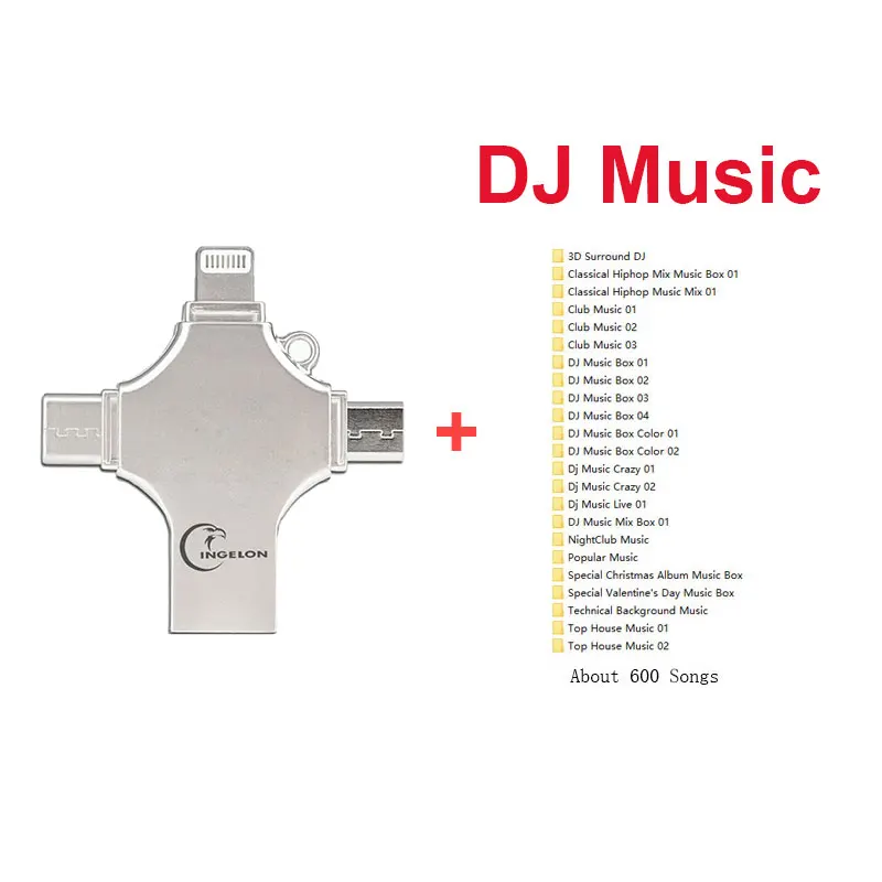 4in1 Plus DJ MUSIC Ingelon USB Flash 16 г 32 г 64 г 128 г idragon Pendrive Memory Stick DIY Ankh Cross Unicorn DJMusic металлический usb флеш-накопитель для iphone - Цвет: 4in1 Plus DJ MUSIC