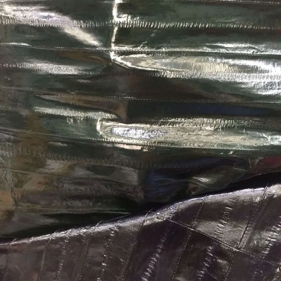 Модная качественная натуральная кожа угорь черный натуральный глянцевый шкур с