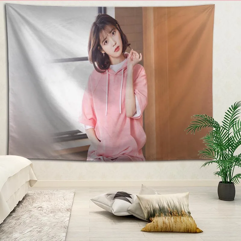 KPOP IU гобелены для гостиной спальни Висячие настенные гобелены домашний декор в стиле ретро Йога пляжный коврик логотип на заказ - Цвет: 12
