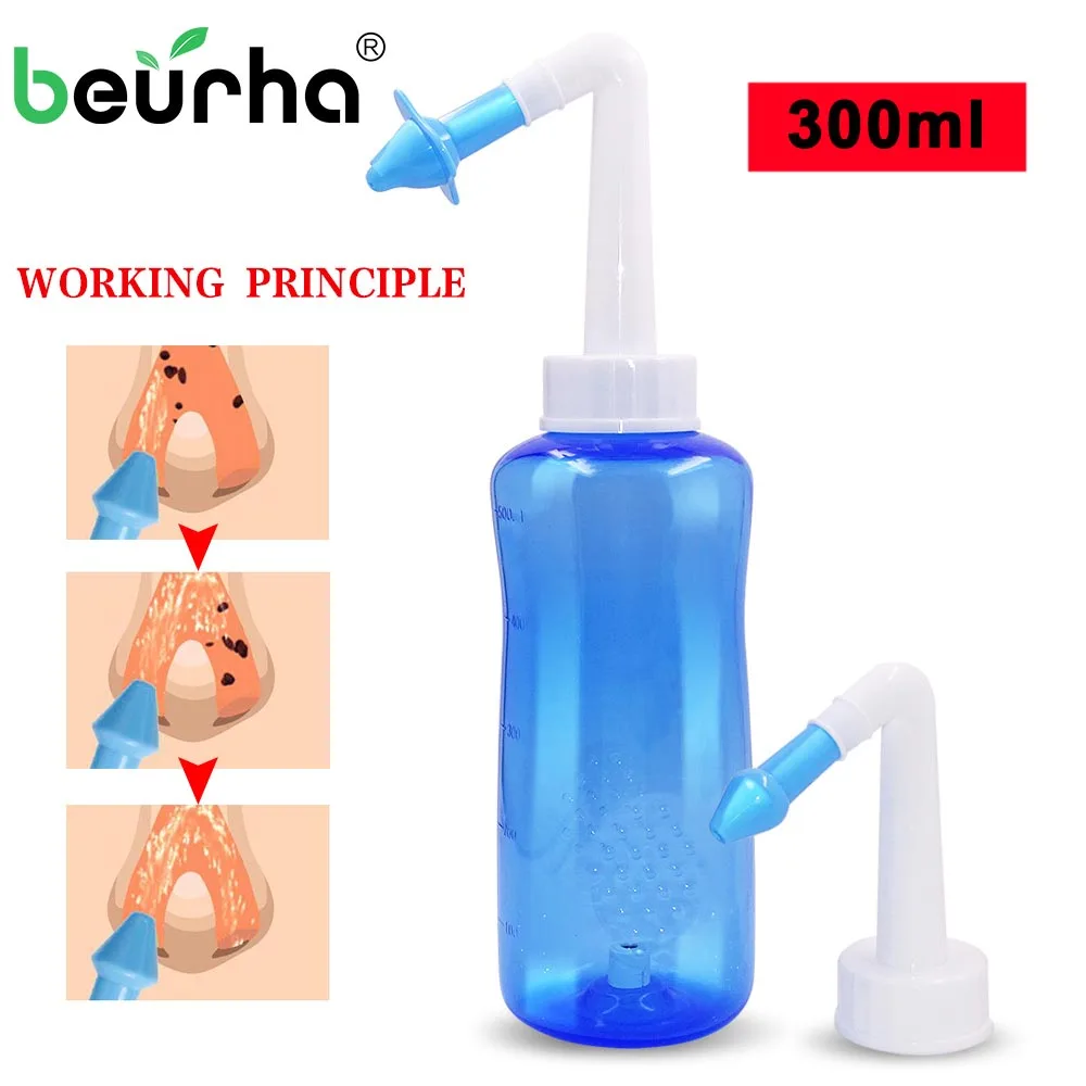 300ml Children Nasal Aspirator Neti Pot Nasal Wash Cleaner Nose Protector Cleans Moistens Child Adult Avoid Allergic Rhinitis