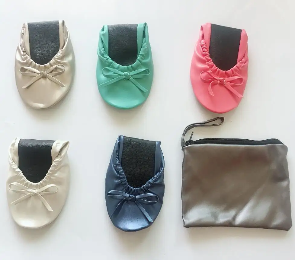 Женские складные балетки на плоской подошве с сумочкой и мягкой микрофиброй для