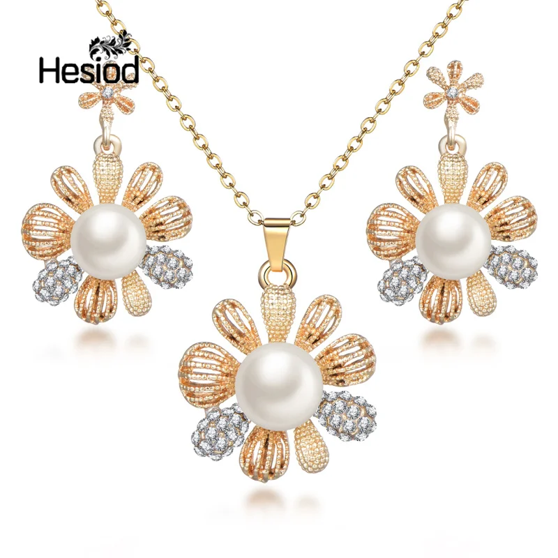 Новинка от Hesiod подвеска/серьги в виде цветка с искусственным жемчугом|new crystal jewelry