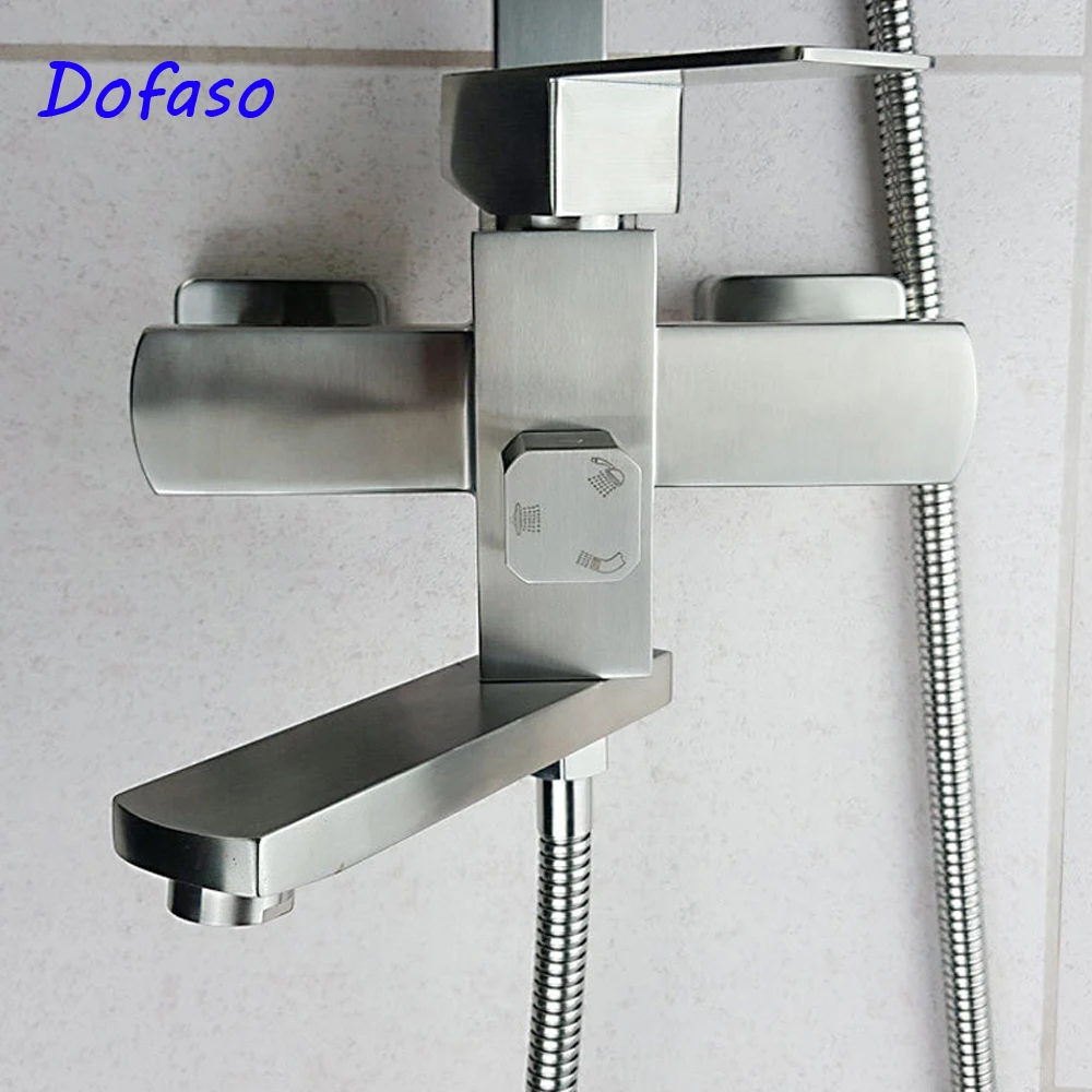 Душевая система Dofaso с квадратной трубой и верхней насадкой 20 см 304|bath shower faucet|shower