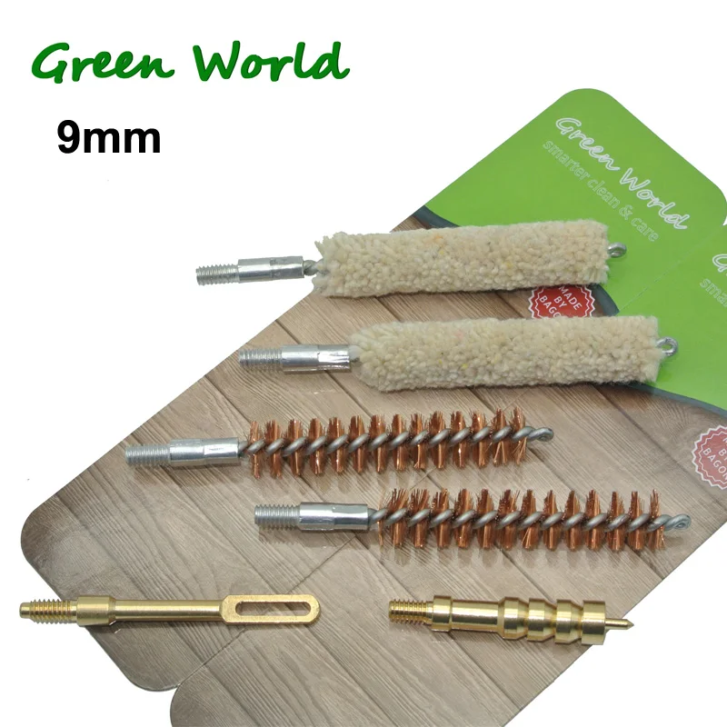 Green World 6 шт/Лот. 22cal. 243cal. 25cal. 270cal. 30cal 9 мм набор кистей, щетка для чистки ружья, блистерная посылка, нить 8-32