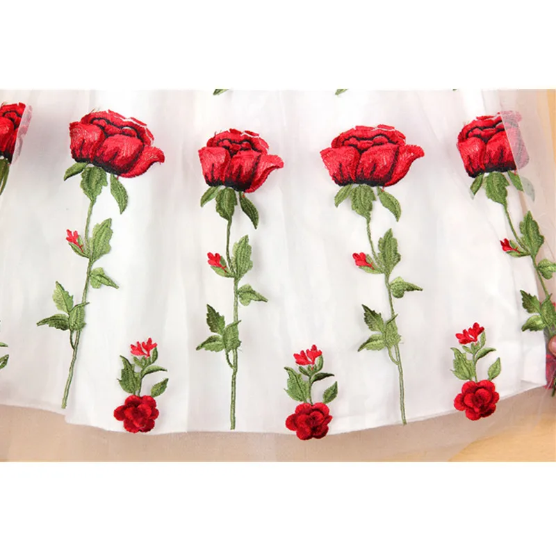 Женская сетчатая юбка средней длины с вышитыми розами летняя мода 2018 длинные