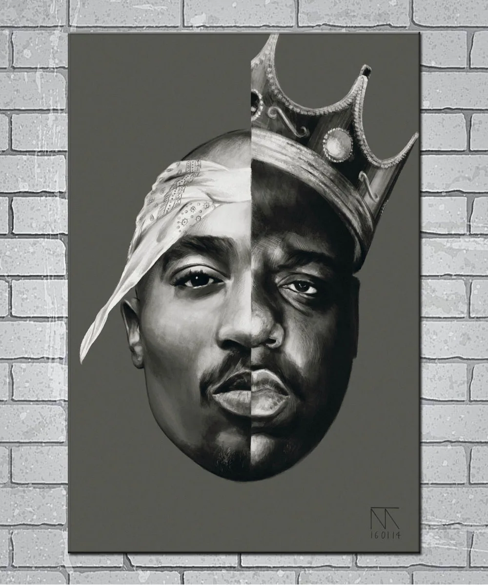 2Pac Тупак пресловутый большой светильник с двойным лицом холст на заказ постер 24x36