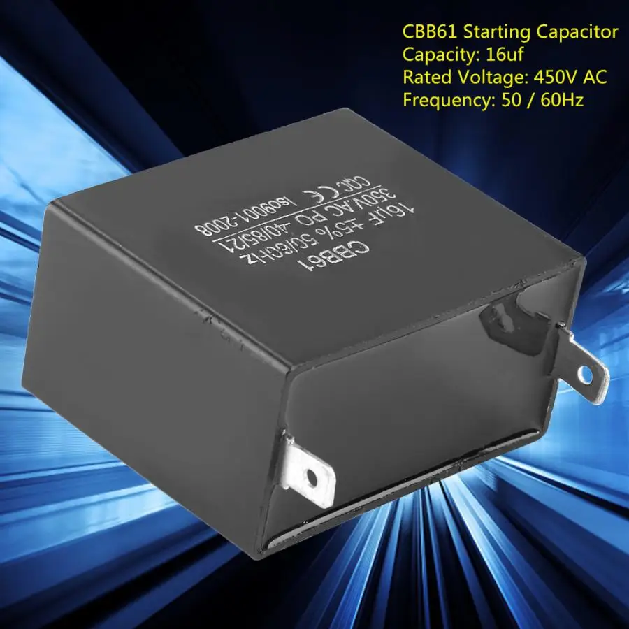 CBB61 генератор пусковой конденсатор CQC 450 в переменного тока 16 мкФ 50/60Hz моторный ходовой конденсатор с алюминиевой крышкой для бесщеточный мощный трёхколесный мотоцикл дизельные генераторы