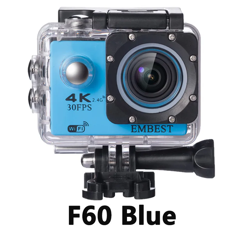 F60 Blue EMBEST F60/F60R Экшн-камера Ultra HD 4K WiFi 1080 P/60fps 2,0 lcd 170D Водонепроницаемая экшн-видеокамера на шлем с дистанционным управлением - Цвет: F60 Blue