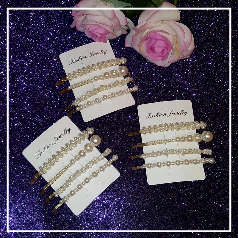 

Most Popular Hair Accessories Hand Beaded Pearls Hairclips Fashion Girls Bobby Pins,Hairgrip,Hairslide Wholesale 4pcs/set