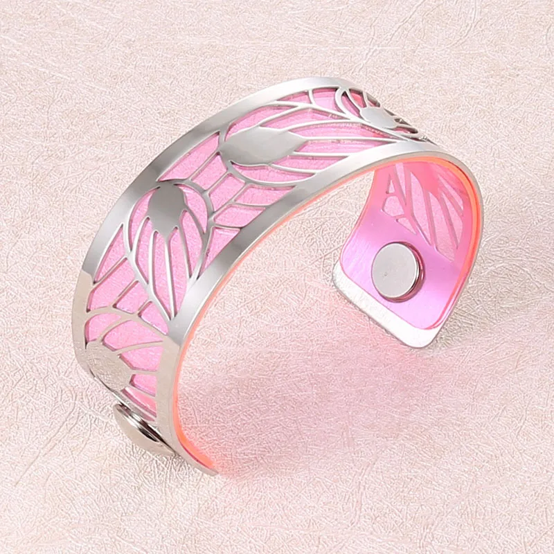 Cremo Модный Браслет-манжета в форме листа, браслеты для женщин Bijoux Yoiumit, ювелирные изделия из нержавеющей стали, Реверсивные кожаные браслеты - Окраска металла: 016