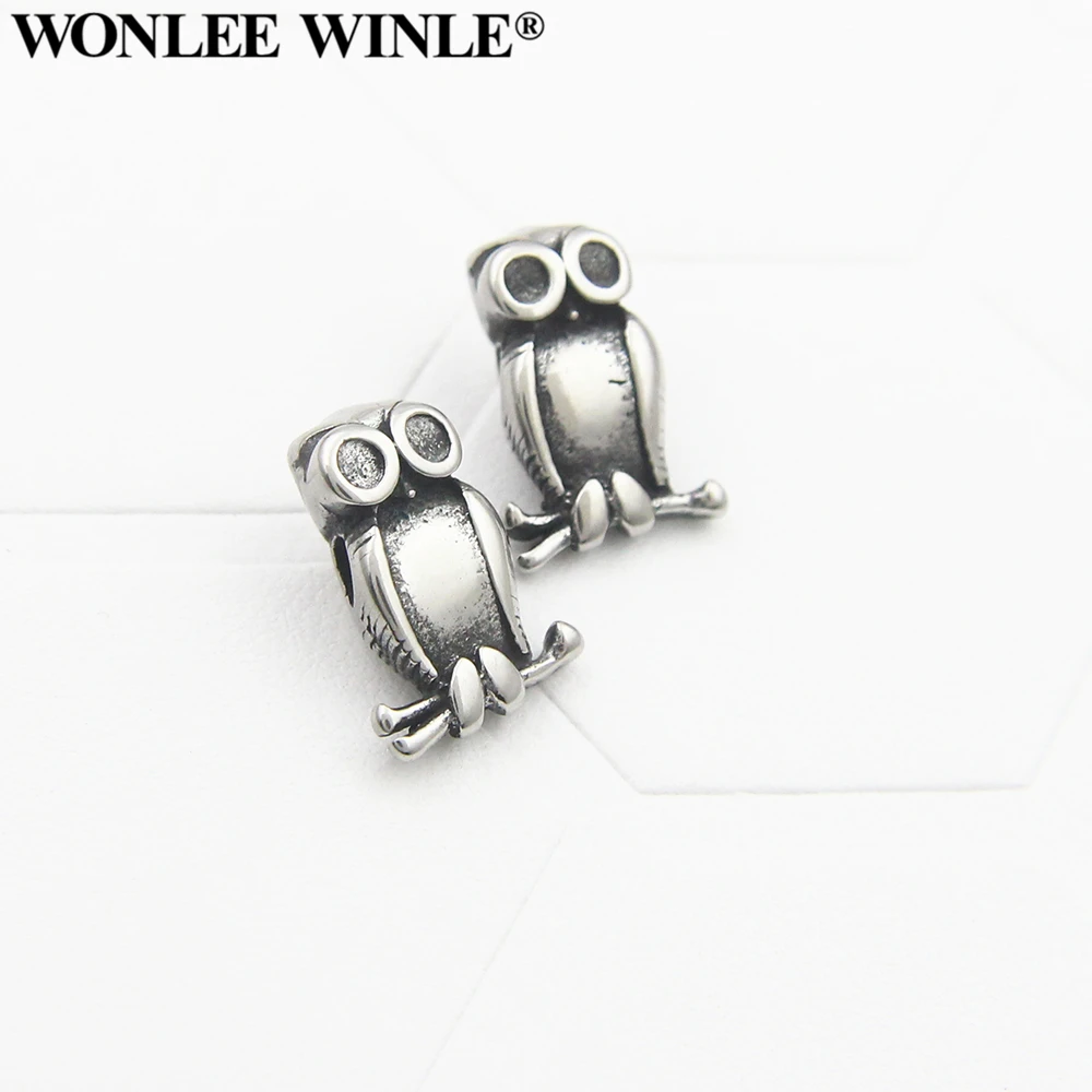 Бусины Wonlee Winle из нержавеющей стали с отверстием 2 мм ретро бусины в виде совы