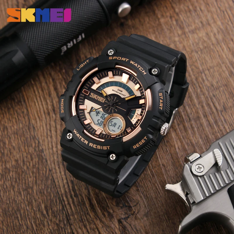 SKMEI спортивные часы для улицы мужские модные Chrono 5 бар водонепроницаемые с