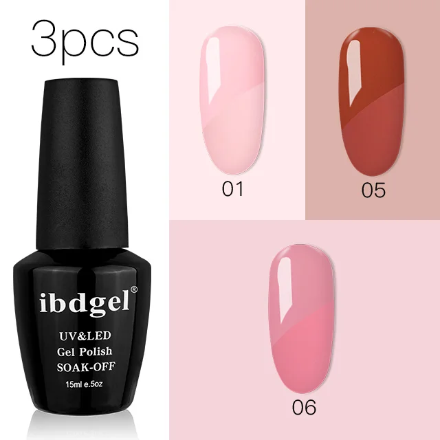 3 шт. ibdgel Soak off Гель-лак для ногтей коралловый оранжевый цвет серия УФ светодиодный Гель-лак для ногтей - Цвет: 01 05 06
