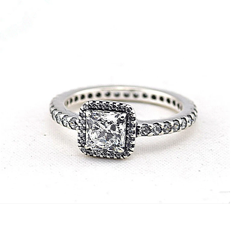 Аутентичные 925 серебряное кольцо чистый фианит элегантность палец кольца для