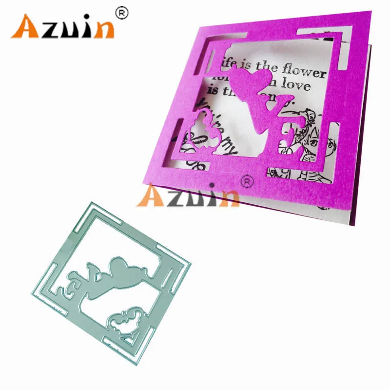 Любовь слова ажурное сердце поздравительная открытка металлический трафарет