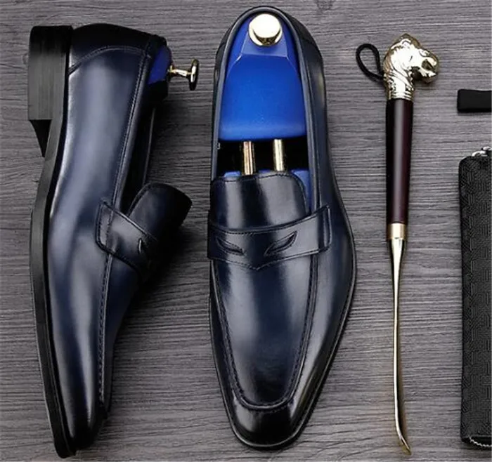 

Spring Casual Leather Men's Gentleman Business Square toe slip-on British men's shoes fashion leather shoes