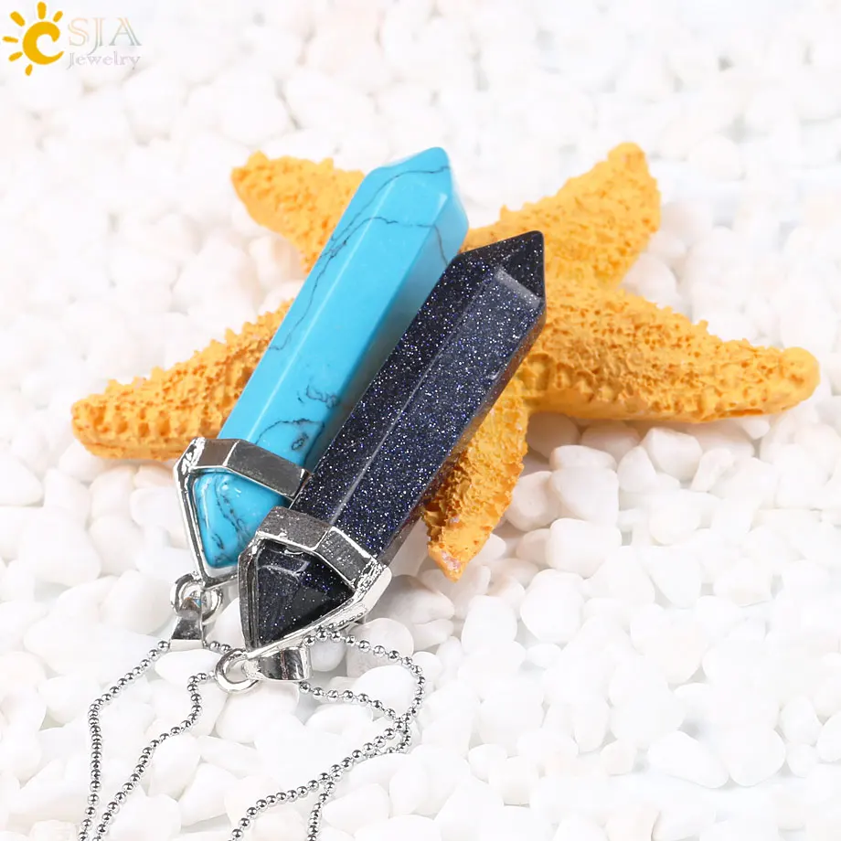 Длинная подвеска CSJA из натурального камня массивное ожерелье ювелирные изделия