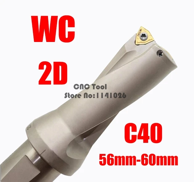 WC SP C40 2D 56 57 58 59 60 mm style U drill Type For WCMT080412 Insert U Drilling Shallow Hole indexable insert drills