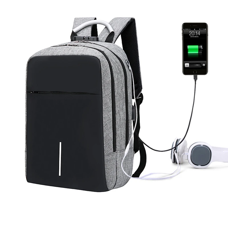Рюкзак для ноутбука с Usb зарядкой и защитой от кражи водонепроницаемая