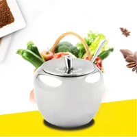 stainless steel apple sugar bowl seasoning jar condiment pot spice container canister cruet with lid and spoon
