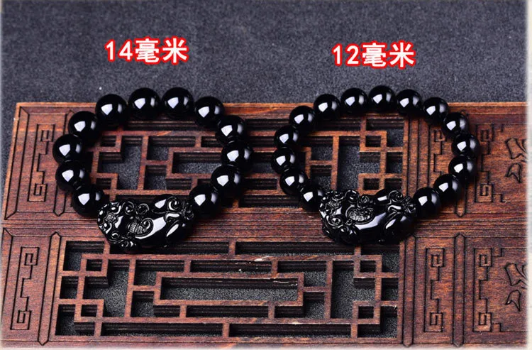 Браслеты из натурального черного обсидиана буддийские молитвенные браслеты в