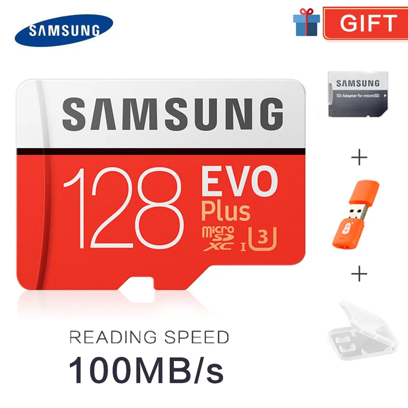 Red128GB FREE GIFT SAMSUNG TF Micro SD карта памяти MicroSD EVO Plus класс 10 U3 32 Гб 64 Гб 128 ГБ 256 ГБ 512 Гб Смартфон планшет камера - Емкость: Red128GB FREE GIFT