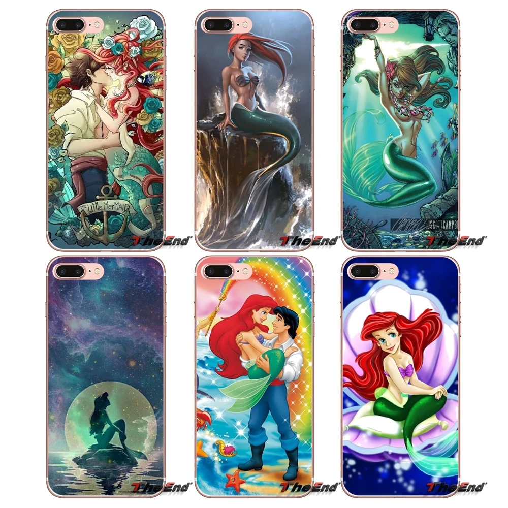Мягкий чехол Ариэль тату Русалочка для iPhone X 4 4S 5 5S 5C SE 6 6S 7 8 Plus Samsung Galaxy J1 J3 J5 J7 A3 A5 2016