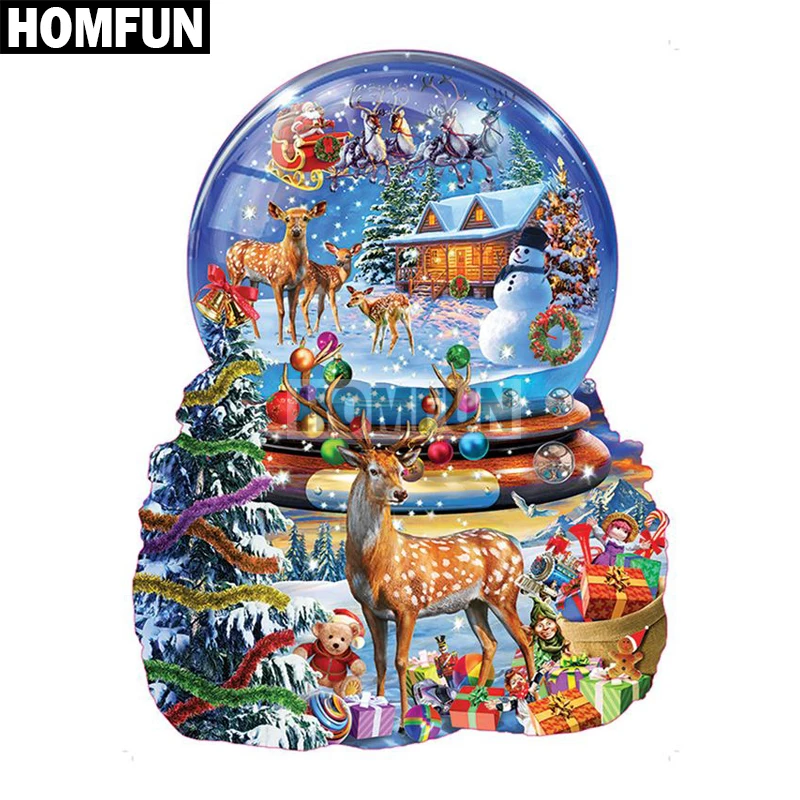 

Алмазная живопись HOMFUN A02693, полноразмерная/круглая вышивка, «сделай сам», «Рождественский подарок», домашний декор, вышивка крестиком 5D